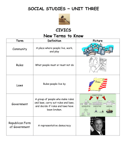 SOCIAL STUDIES ~ UNIT THREE CIVICS New Terms to Know