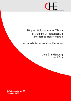 Higher Education in China - Centrum f&uuml;r Hochschulentwicklung