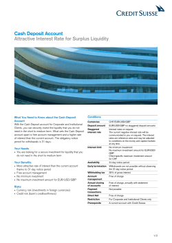 Cash Deposit Account Attractive Interest Rate for Surplus Liquidity
