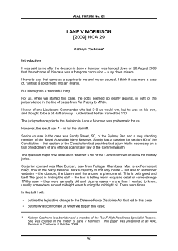 Cochrane, Kathryn --- "Lane v Morrison" [2010] AIAdminLawF 7