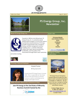 PS Energy Group, Inc. Newsletter