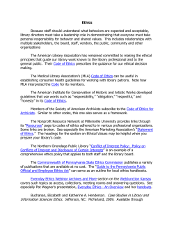 Ethics Because staff should understand what behaviors are