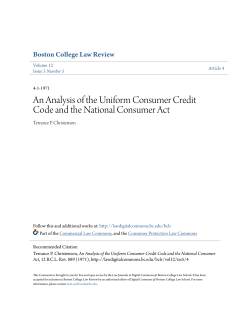 An Analysis of the Uniform Consumer Credit Code and the National