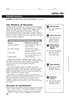 Roanoke and Jamestown Reading