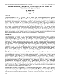 The Mamluk Architecture as Evidence of State Stability and
