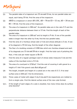 Q1. The parallel sides of a trapezium are , its non parallel
