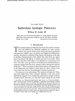 Sophoclean Apologia: Philoctetes - Greek, Roman, and Byzantine