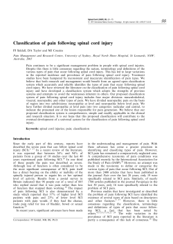 Classification of pain following spinal cord injury