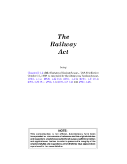 Railway Act - Queen`s Printer