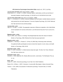 APA (American Psychological Association) Style using 6th ed., 2010