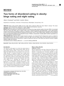 REVIEW Two forms of disordered eating in obesity: binge