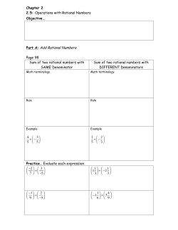 Chapter 2 2.5: Operations with Rational Numbers Objective&hellip; Part A