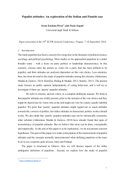 Populist attitudes: An exploration of the Italian and Finnish case