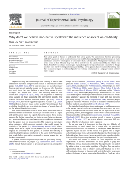 Why don`t we believe non-native speakers? The influence of accent