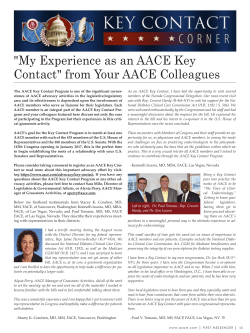 "My Experience as an AACE Key Contact" from Your AACE