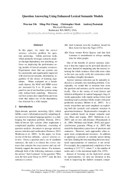 Question Answering Using Enhanced Lexical Semantic Models
