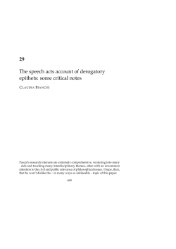 29 The speech acts account of derogatory epithets: some critical notes