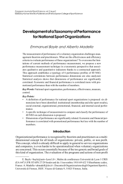 Development of a Taxonomy of Performance for National