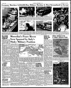 Mussolini`s Peace Moves Seen Spurred by Italy`s Shaky Military