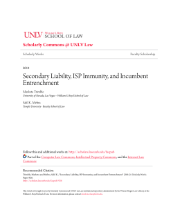 Secondary Liability, ISP Immunity, and Incumbent Entrenchment
