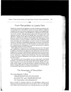 Reaadings on from Mercantalism to Laessez Faire