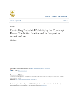 Controlling Prejudicial Publicity by the Contempt Power: The British