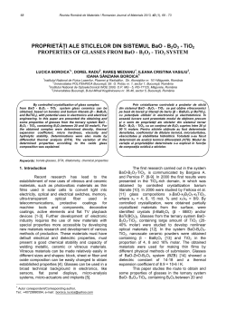 PROPRIETĂŢI ALE STICLELOR DIN SISTEMUL BaO - B2O3