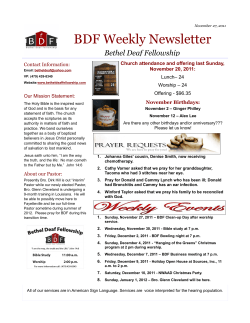 BDF Weekly Newsletter - Bethel Deaf Fellowship
