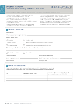 DIVIDENDS TAX FORM Declaration and Undertaking