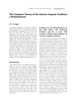 The Conquest Theory of the Ontario Iroquois Tradition: a