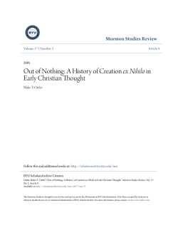 Out of Nothing: A History of Creation ex Nihilo in Early Christian