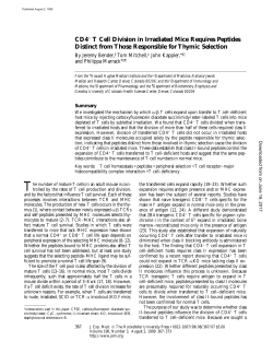 CD4 T Cell Division in Irradiated Mice Requires Peptides