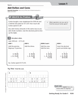 Lesson 1 Add Dollars and Cents
