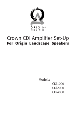 Crown CDi Amplifier Set-Up
