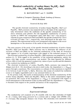 Electrical conductivity of molten binary Na3AlF6&mdash;NaCl and