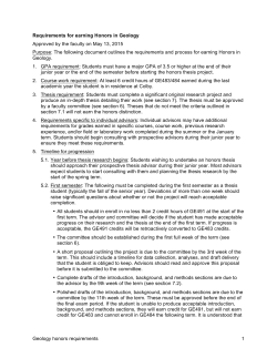 Geology Honors Thesis Guidelines