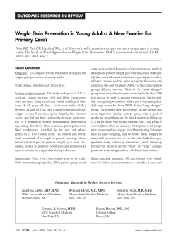 Weight Gain Prevention in Young Adults: A New Frontier for Primary