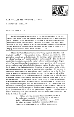 Radical changes in the situation of the American Indian in the very