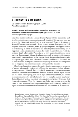 Current Tax Reading - Canadian Tax Foundation