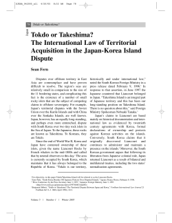 Tokdo or Takeshima? The International Law of Territorial Acquisition