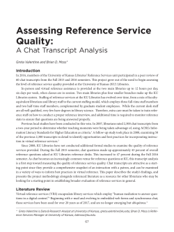 Assessing Reference Service Quality: A Chat Transcript Analysis