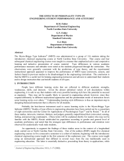 THE EFFECTS OF PERSONALITY TYPE ON ENGINEERING