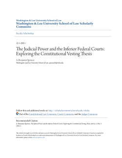 The Judicial Power and the Inferior Federal Courts: Exploring the