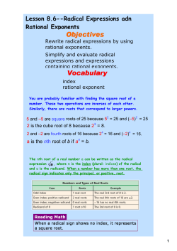 Lesson 8.6--Radical Expressions adn Rational Exponents