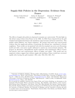 Supply-Side Policies in the Depression: Evidence from France