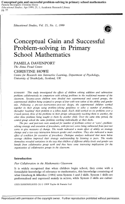 Conceptual gain and successful problem-solving in primary