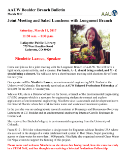 AAUW Boulder Branch Bulletin Joint Meeting and Salad Luncheon