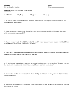Algebra 2 Name: 9.2 Combination Practice Date: Directions