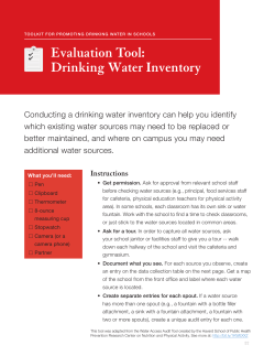 Parent Making Waves Evaluation Tool: Drinking Water Inventory