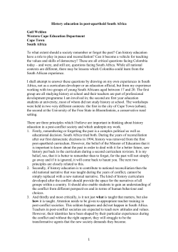 1 History education in post-apartheid South Africa Gail Weldon